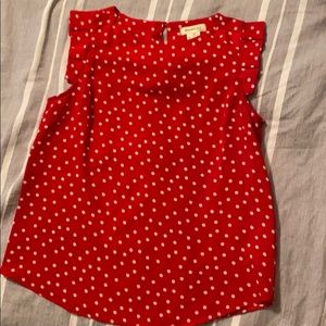 Polka dot top with cap sleeve